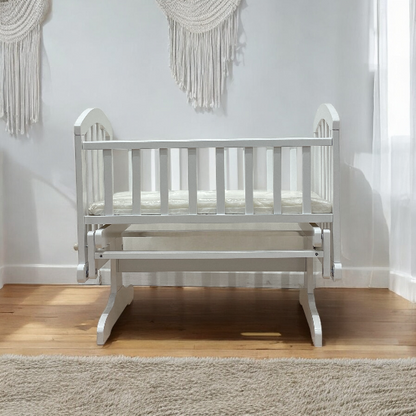 Solid Wood Baby Rocking Cot/Wooden Swing Cradle Cot c/w mattress