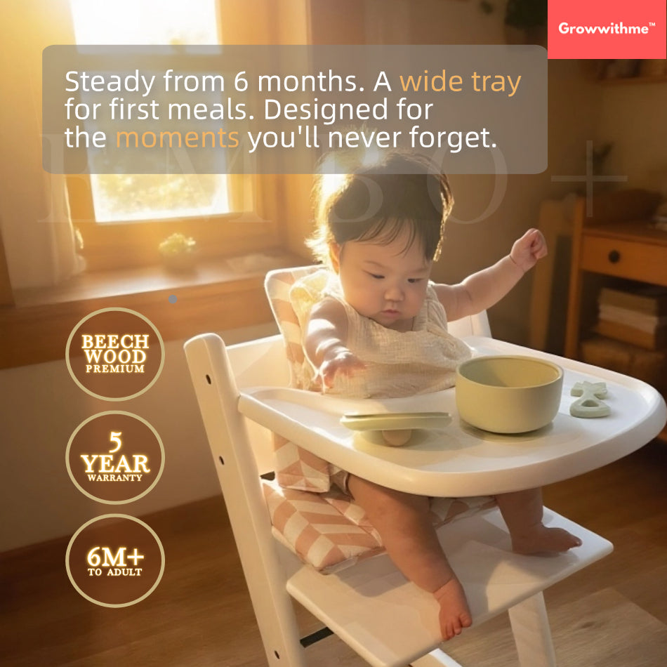 Growwithme™ Embo+ High Chair [Enhanced Edition]｜Premium Beech Wood｜5-Year Warranty