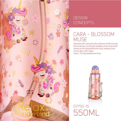 RELAX Tritan Botol Air Kanak-kanak Wonderland Series Kids Water Bottle Colourful Design BPA Free - D7755 Series 550ml