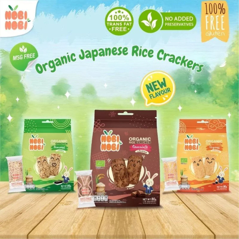 HALAL] Nobi Nobi Organic Rice Crackers (80g) (18m+) Ready To Eat Baby Rice Snacks