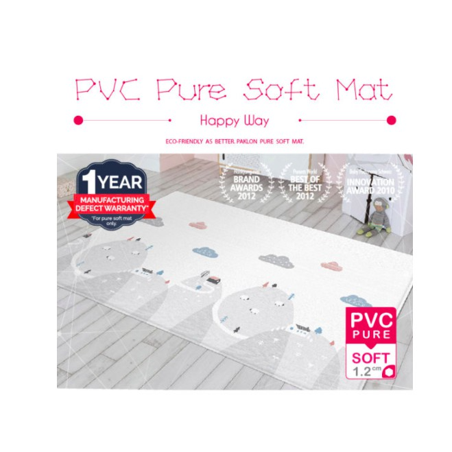 [Parklon] La Pure Soft Baby Playmat Happy Way + Little Star Grey (130x190x1.2cm)