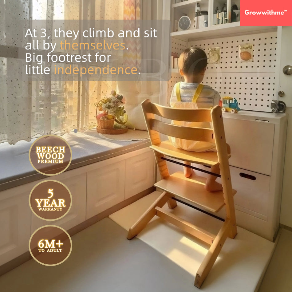 Growwithme™ Embo+ High Chair [Enhanced Edition]｜Premium Beech Wood｜5-Year Warranty