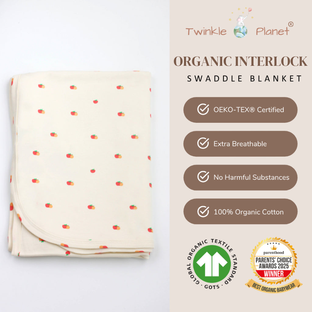 Twinkle Planet Organic Cotton Interlock Swaddle Blanket Nursing Cover Large Size 120cm x 90cm