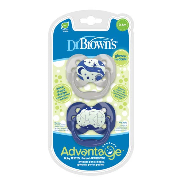 Dr. Brown's Advantage Glow-in-the-Dark Pacifiers (2-pack)