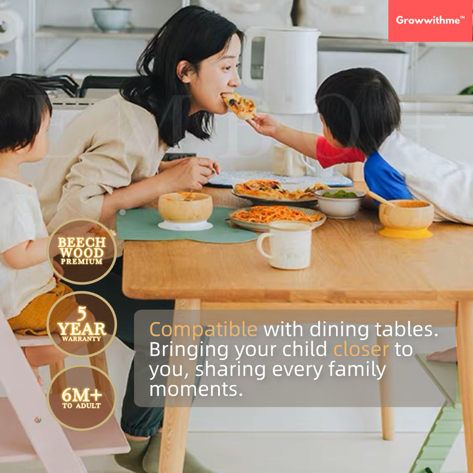 Growwithme™ Embo+ High Chair [Enhanced Edition]｜Premium Beech Wood｜5-Year Warranty