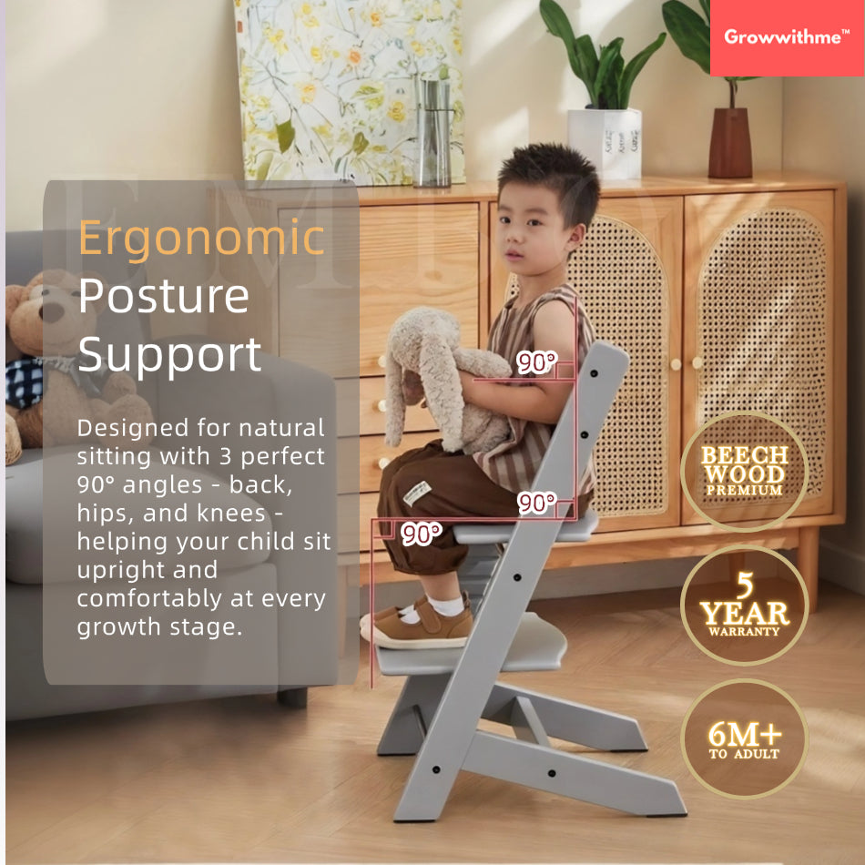 Growwithme™ Embo+ High Chair [Enhanced Edition]｜Premium Beech Wood｜5-Year Warranty