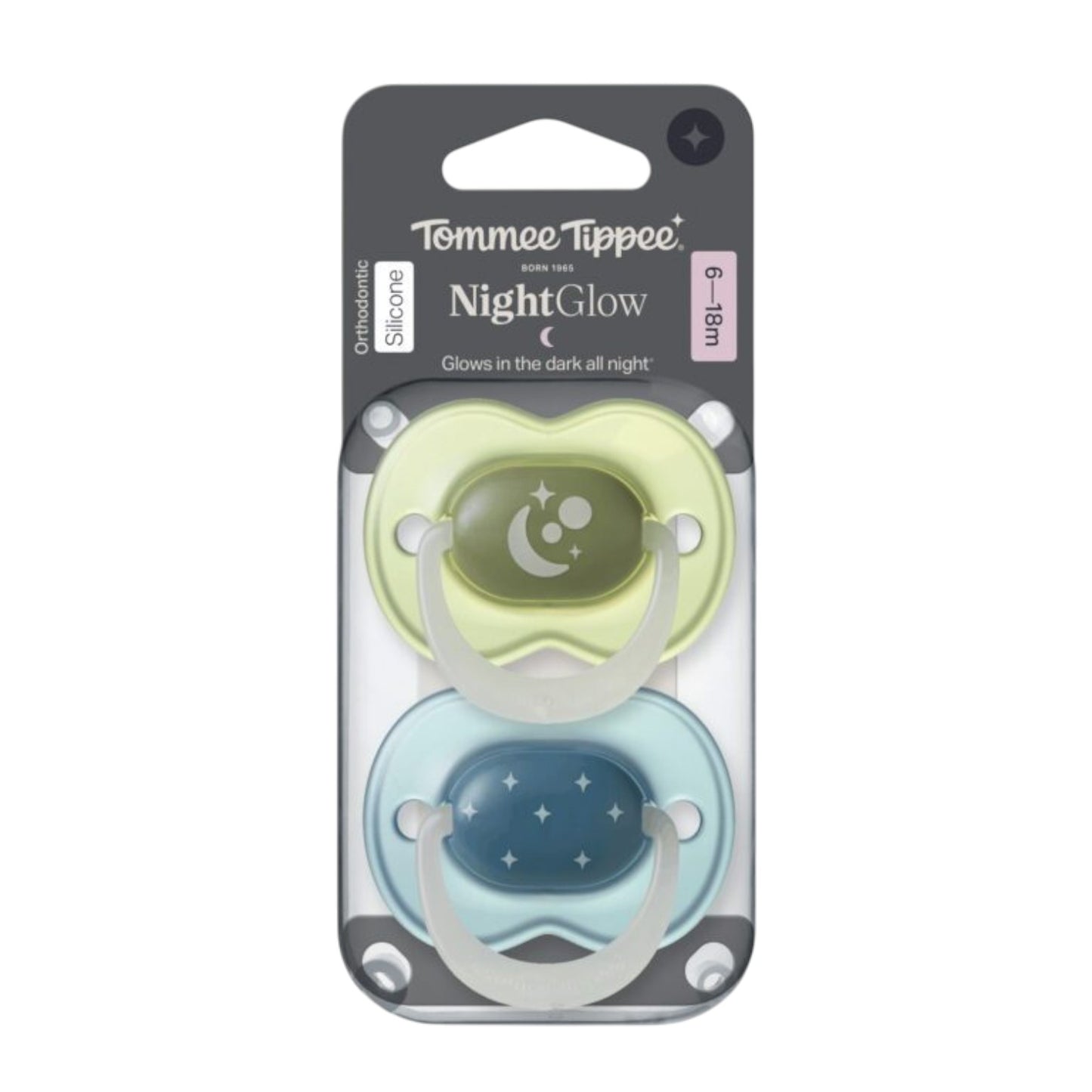 Tommee Tippee Night Time Baby Soother | Orthodontic Pacifier Glow In the Dark (Assorted)