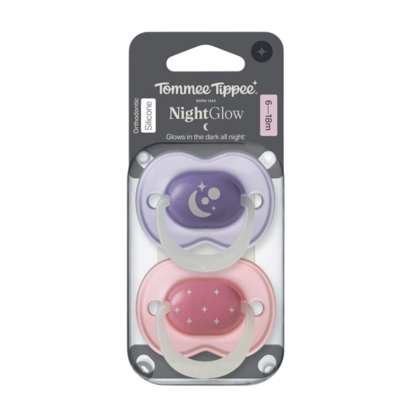 Tommee Tippee Night Time Baby Soother | Orthodontic Pacifier Glow In the Dark (Assorted)