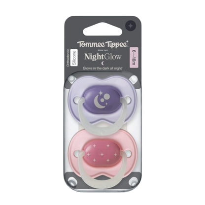 Tommee Tippee Night Time Baby Soother | Orthodontic Pacifier Glow In the Dark (Assorted)
