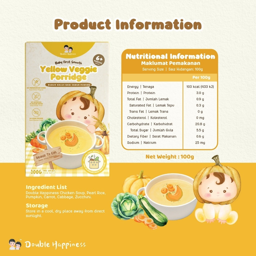 Double Happiness Veggie Porridge (100g) / Instant Porridge For Baby 6 months+
