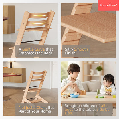 Growwithme™ Embo+ High Chair [Enhanced Edition]｜Premium Beech Wood｜5-Year Warranty