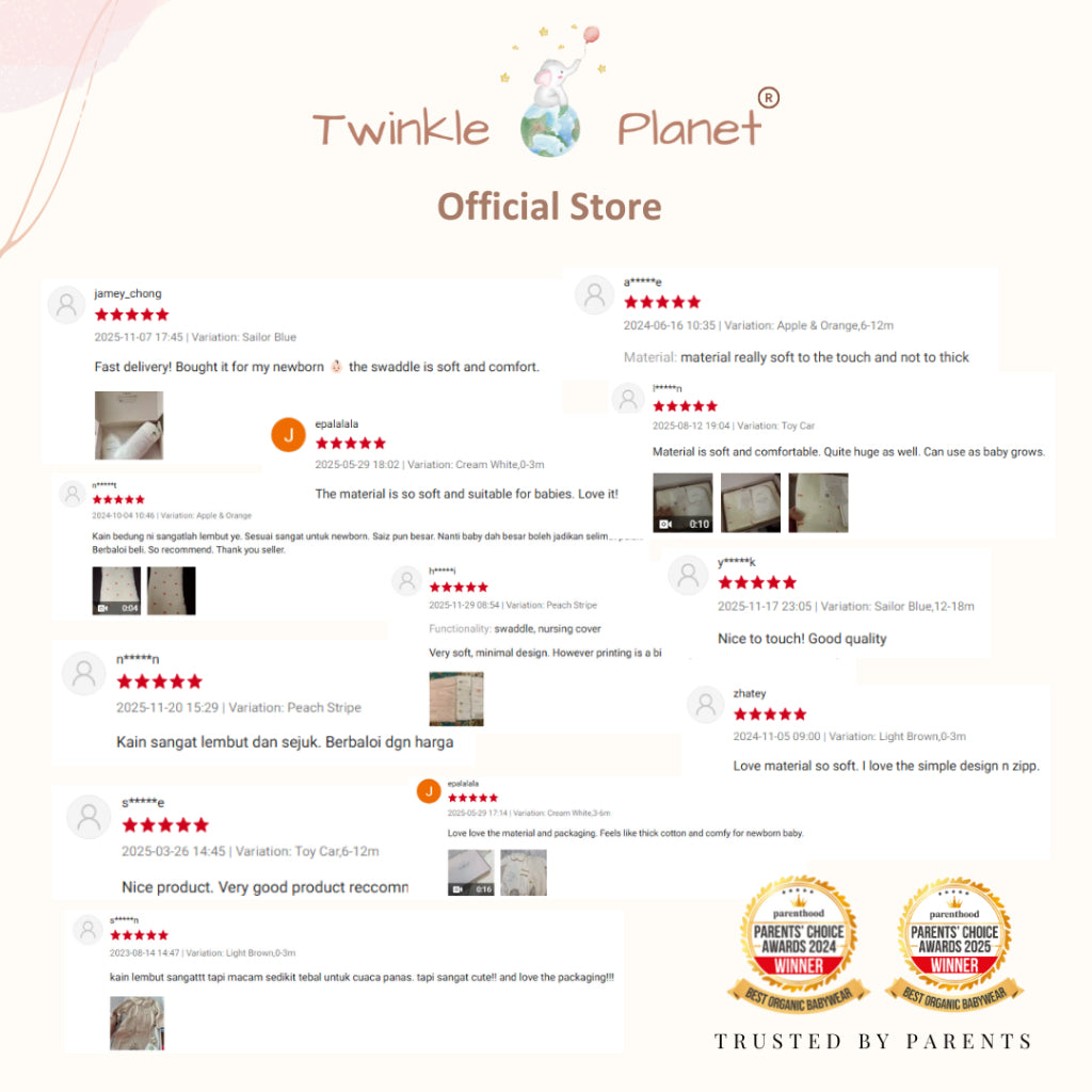 Twinkle Planet OrganicBlend Muslin Swaddle Blanket  120cm x 120cm