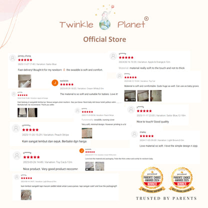 Twinkle Planet OrganicBlend Muslin Swaddle Blanket  120cm x 120cm