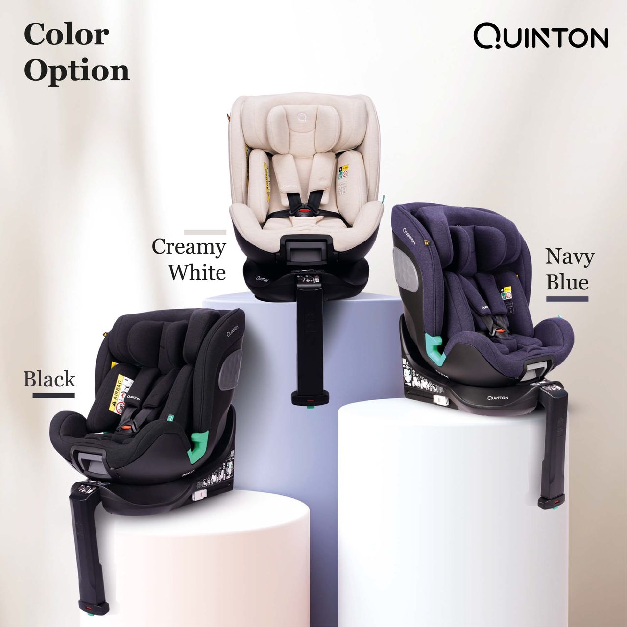 Quinton Coxy 360 Car Seat Cream White/Black/Navy Blue