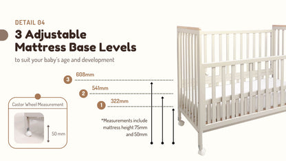 Funbies Haloo Baby Cot Set (Pipe Clay + Natural White)