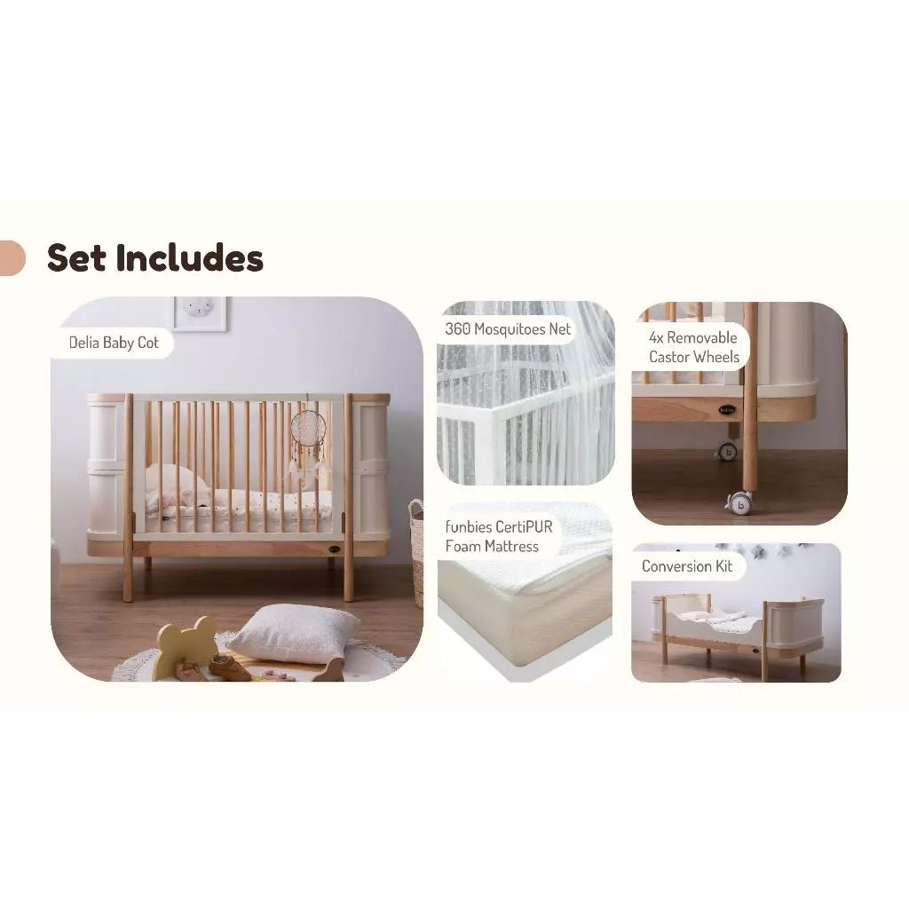 Funbies Delia 4in1 Baby Cot