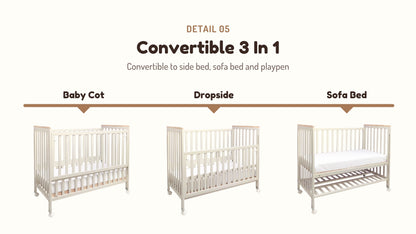 Funbies Haloo Baby Cot Set (Pipe Clay + Natural White)