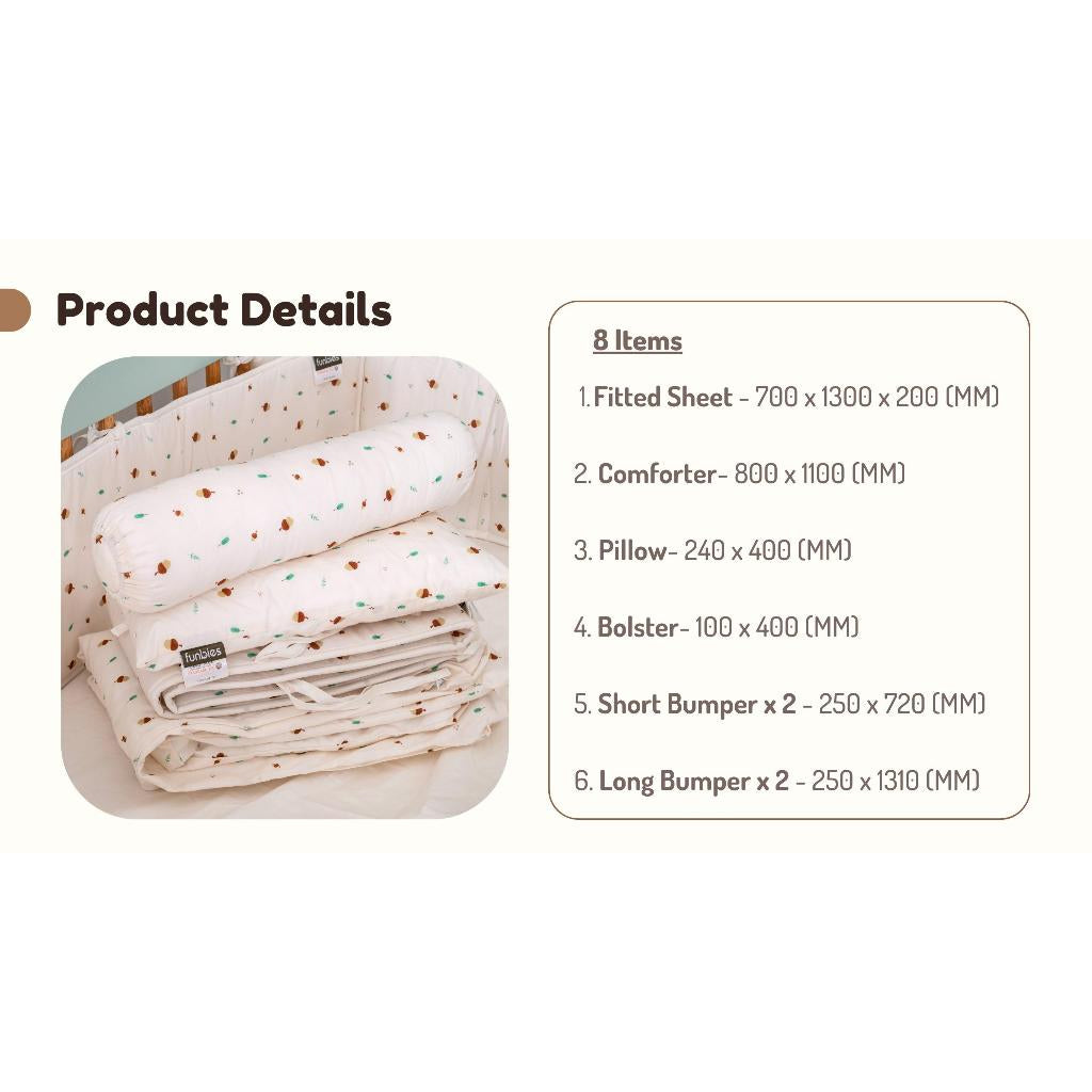 Funbies Clover 3in1 Baby Cot Set (White)