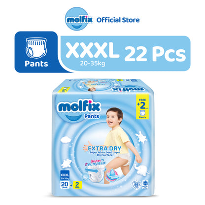 Molfix 𝐄𝐱𝐭𝐫𝐚 𝐃𝐫𝐲 Pants Jumbo Pack - S66 / M58 / L48 / XL42 / XXL36 / XXXL20 / XXXL22 (1 Pack)