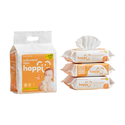 Hoppi 80's 3-In-1 Bundle Pack Antibac Wet Wipes (wt Cap) HB024