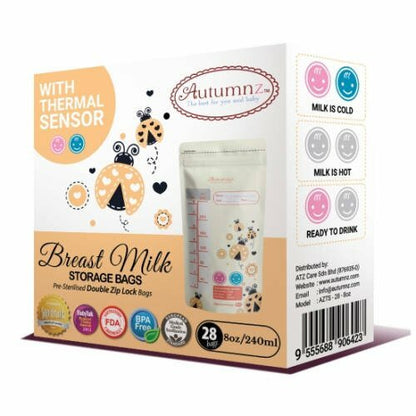 Autumnz Breastmilk Storage Bags Thermal Sensor | Double Zip Lock