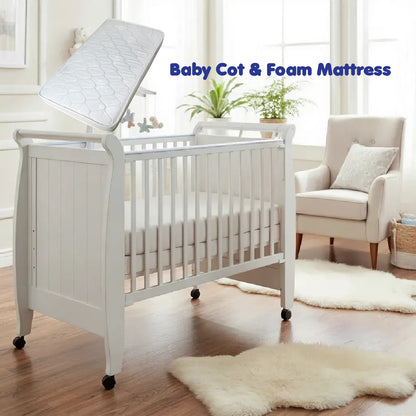 Costa 4-in-1 Convertible Baby Cot (White) 28 x 52 Inch (70 cm x 130cm)
