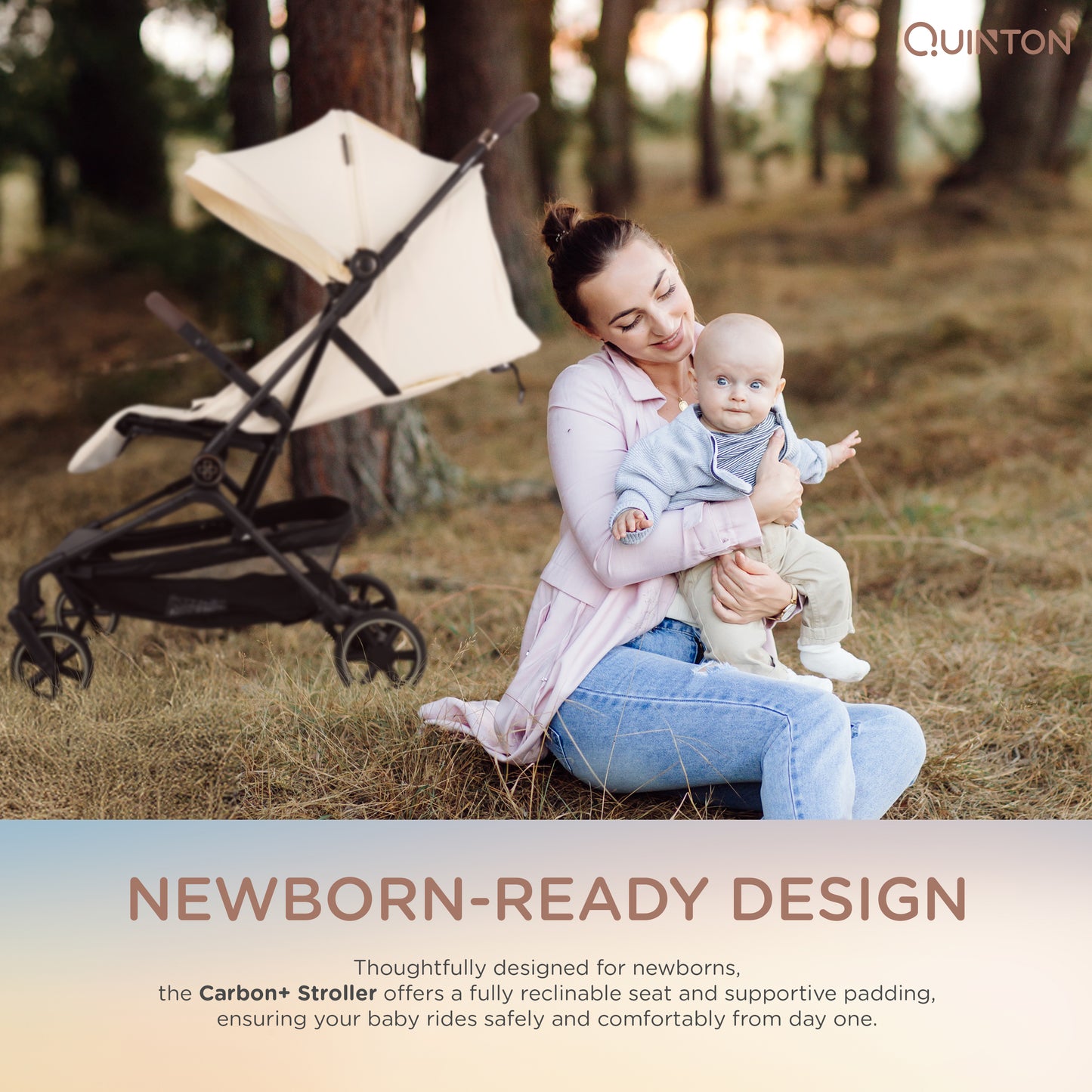 Quinton CARBON+ Ultra-Light Carbon Fiber Stroller, Cabin Size 5.4KG Only From Newborn to 22KG