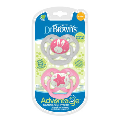 Dr. Brown's Advantage Glow-in-the-Dark Pacifiers (2-pack)