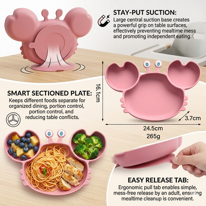 Silicone Divided Baby Feeding Plate with Suction Base