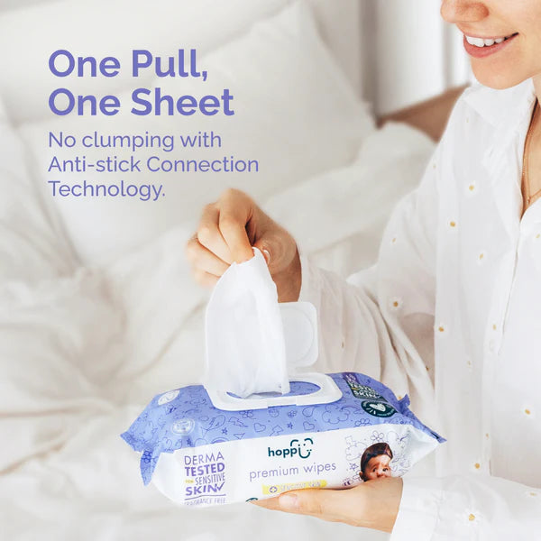 Hoppi Premium Wipes [German Dermatologically Tested] with Halal Certified (80 Wipes x 3 Packs)