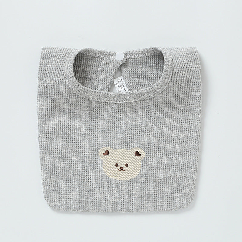 Baby Embroidery Bear 100% Cotton Drooling Bib