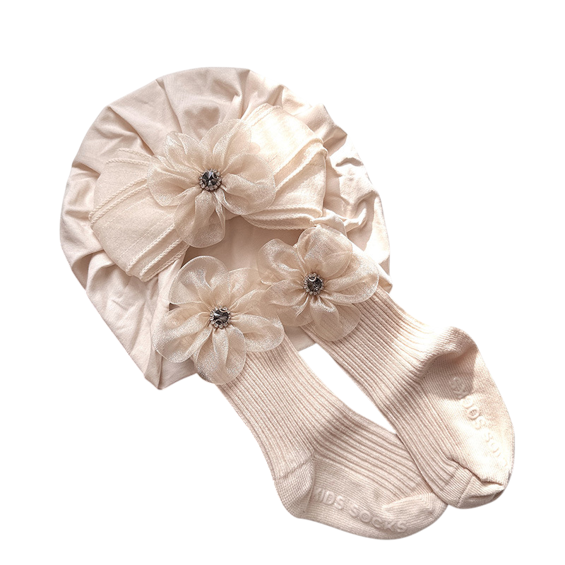 Infant Full Moon Baby Girl Hair Band Socks Suit (Random Design)