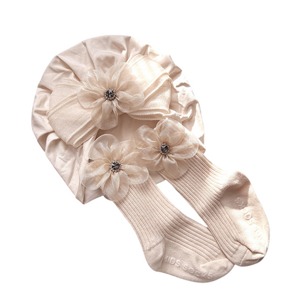 Infant Full Moon Baby Girl Hair Band Socks Suit (Random Design)