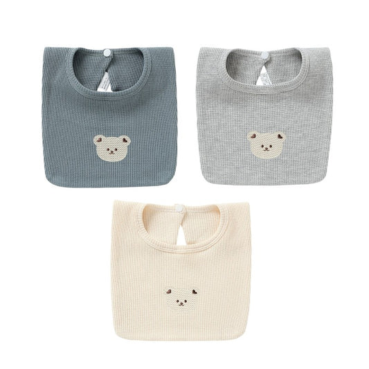 Baby Embroidery Bear 100% Cotton Drooling Bib