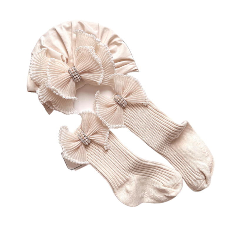 Infant Full Moon Baby Girl Hair Band Socks Suit (Random Design)