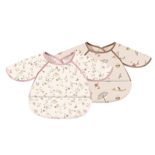 BBIBEE - Short Sleeve Waterproof Baby Feeding Bib