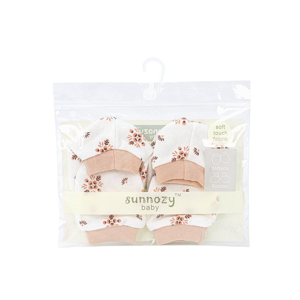 BBibee - 100% Cotton Newborn Baby Mittens & Booties Set
