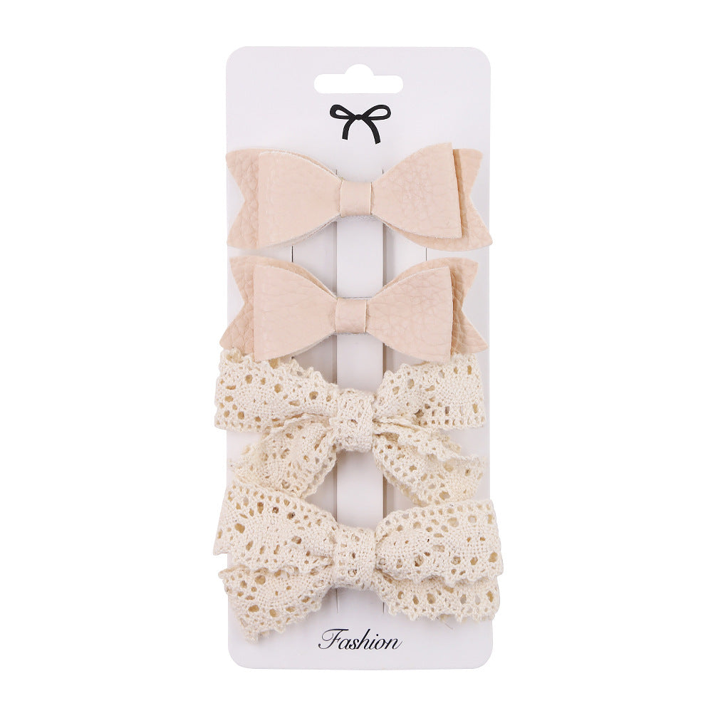 Baby & Kids Fabric Bow Hair Clip Set (4pcs per set) Random Design