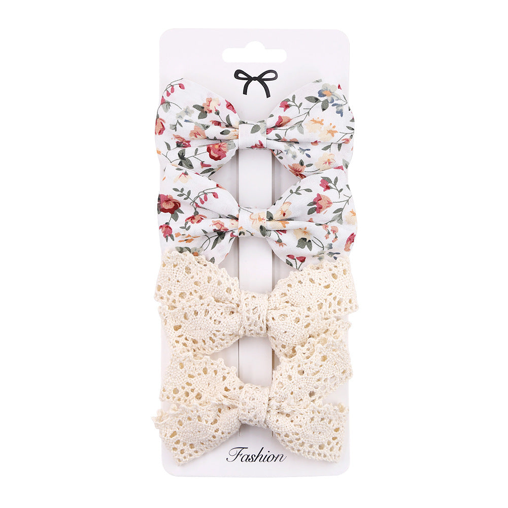 Baby & Kids Fabric Bow Hair Clip Set (4pcs per set) Random Design