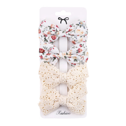 Baby & Kids Fabric Bow Hair Clip Set (4pcs per set) Random Design
