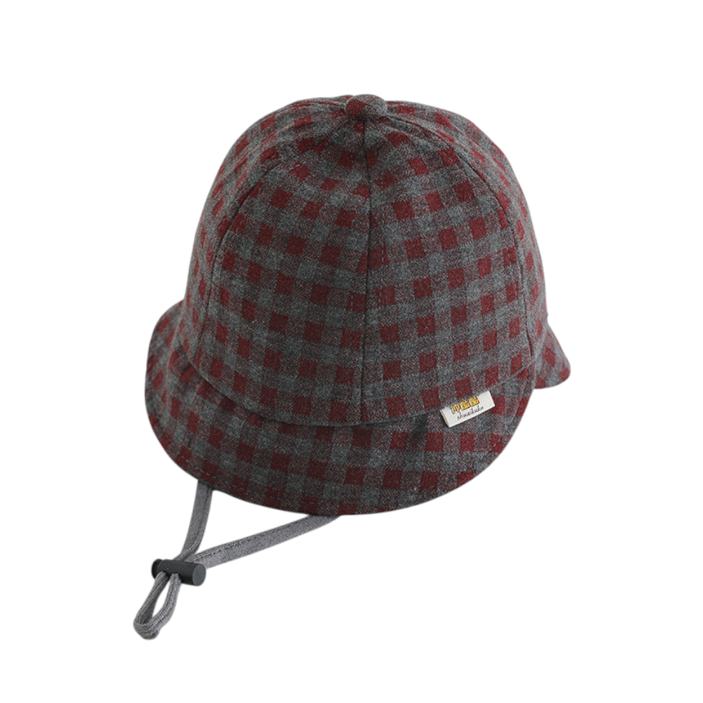 Baby Toddler Plaid Bucket Hats with Chin Strap
