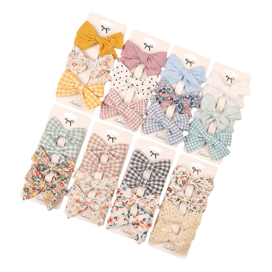 Baby & Kids Fabric Bow Hair Clip Set (4pcs per set) Random Design