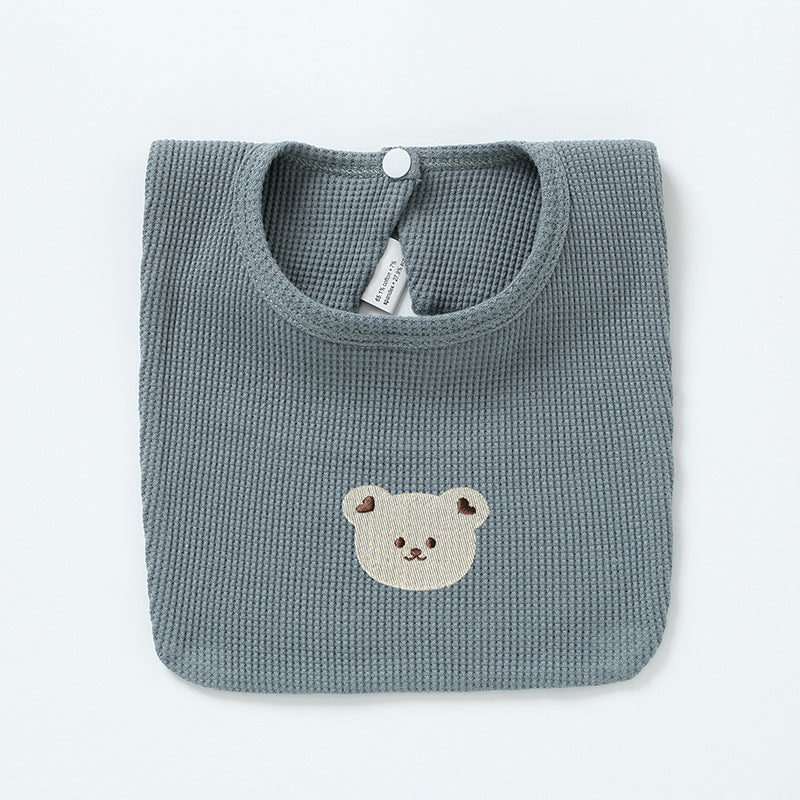 Baby Embroidery Bear 100% Cotton Drooling Bib
