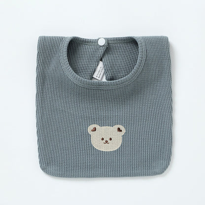 Baby Embroidery Bear 100% Cotton Drooling Bib