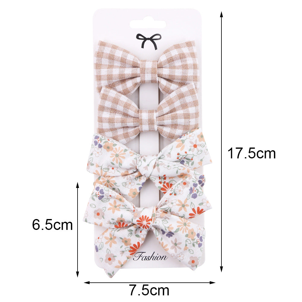 Baby & Kids Fabric Bow Hair Clip Set (4pcs per set) Random Design