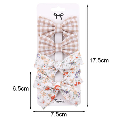 Baby & Kids Fabric Bow Hair Clip Set (4pcs per set) Random Design