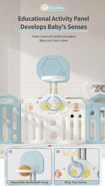 Happy Bear Foldable Baby Playpen & Safety Fence 12+2