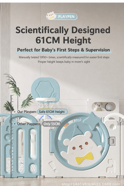 Happy Bear Foldable Baby Playpen & Safety Fence 12+2