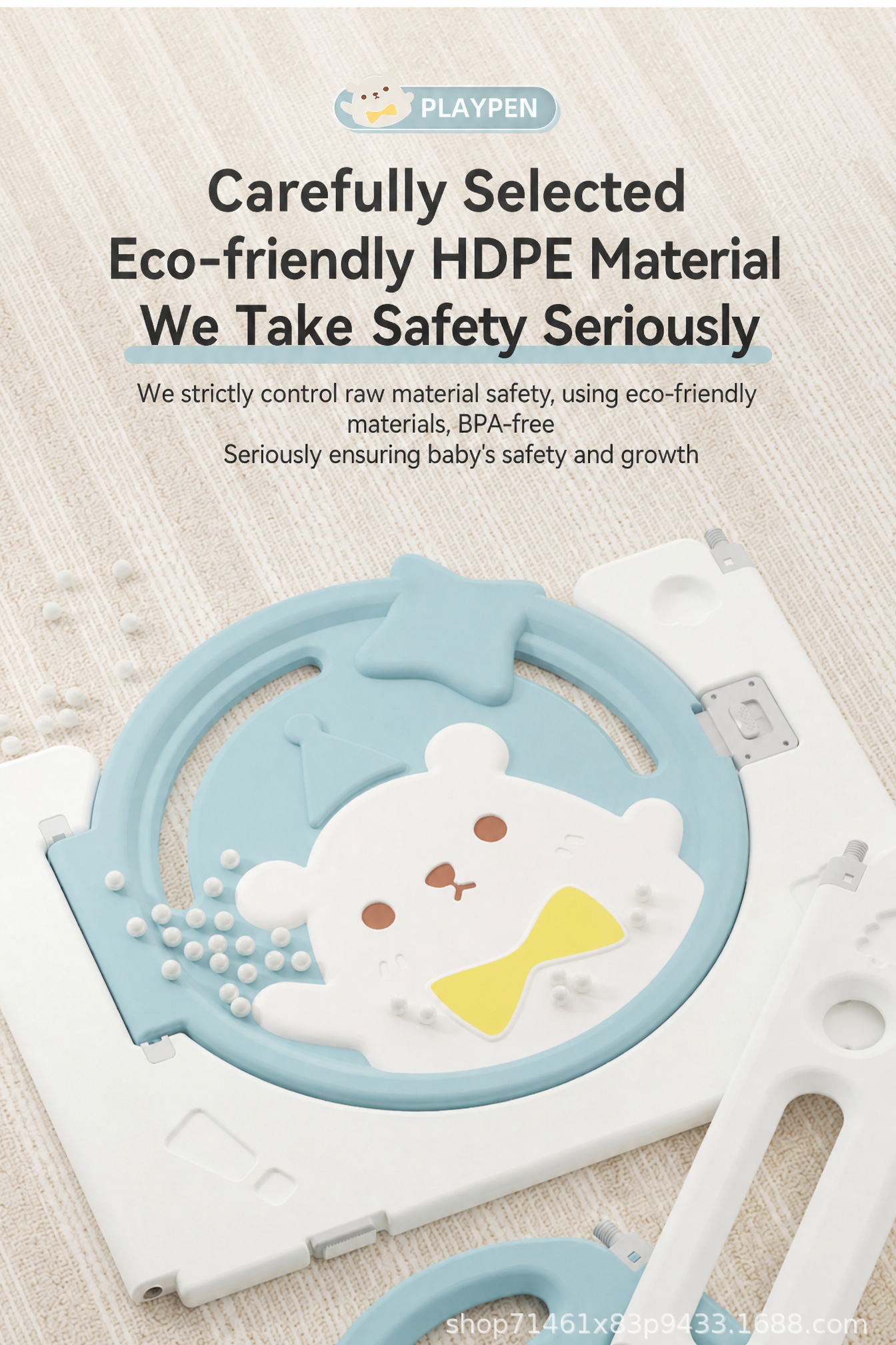 Happy Bear Foldable Baby Playpen & Safety Fence 12+2