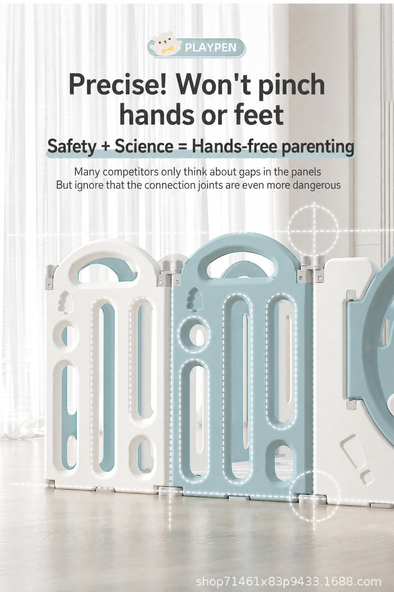 Happy Bear Foldable Baby Playpen & Safety Fence 12+2